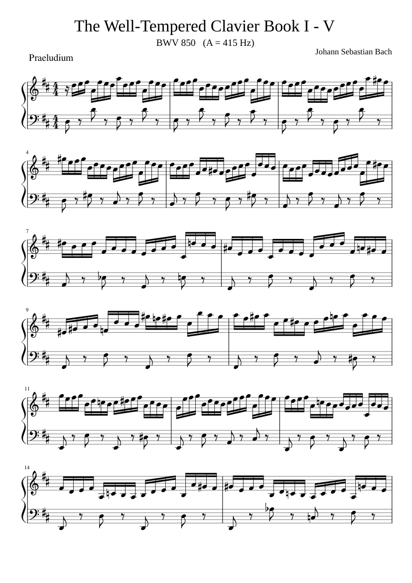 Prelude and Fugue in D major BWV 850