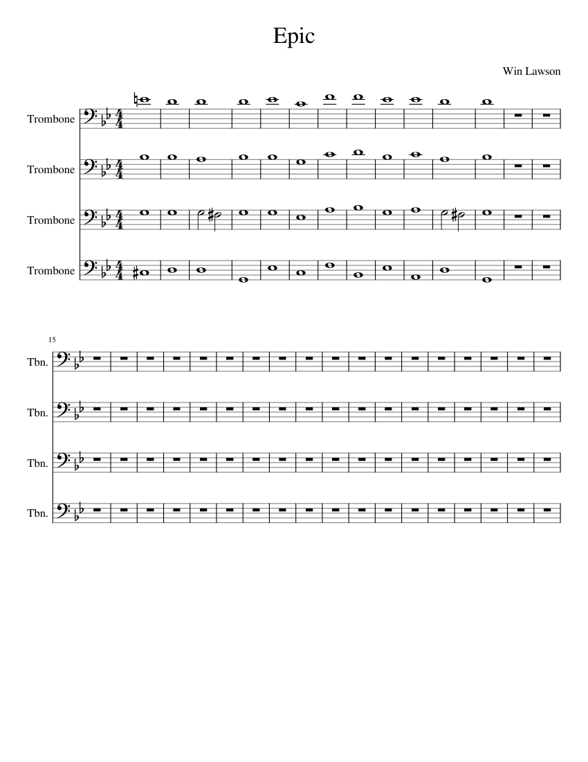 Epic Sheet music for Trombone (Mixed Quartet) | Musescore.com