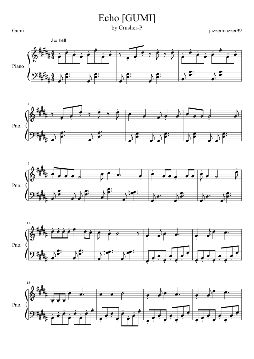 ECHO Piano Adaptation [Gumi] (Easy version) Sheet music for Piano (Solo) |  Musescore.com