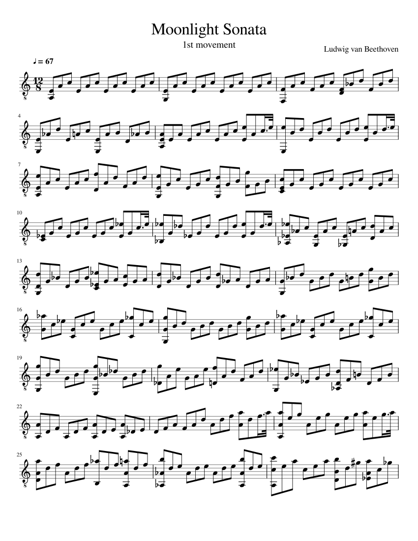 Moonlight Sonata Sheet music for Guitar (Solo) | Musescore.com
