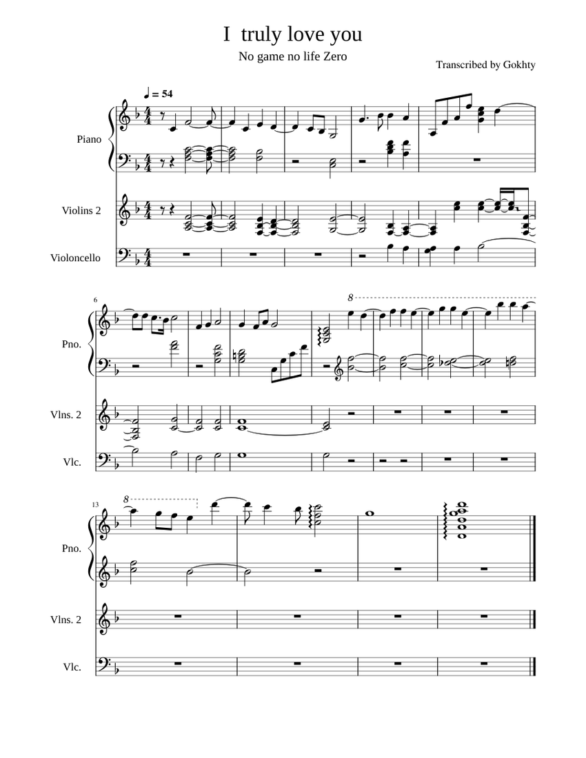 I truly love you Sheet music for Piano, Cello, Strings group (Solo ...