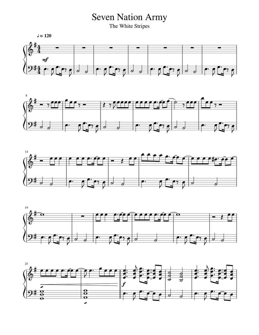 Seven Nation Army - The White Stripes Sheet music for Piano (Solo) |  Musescore.com