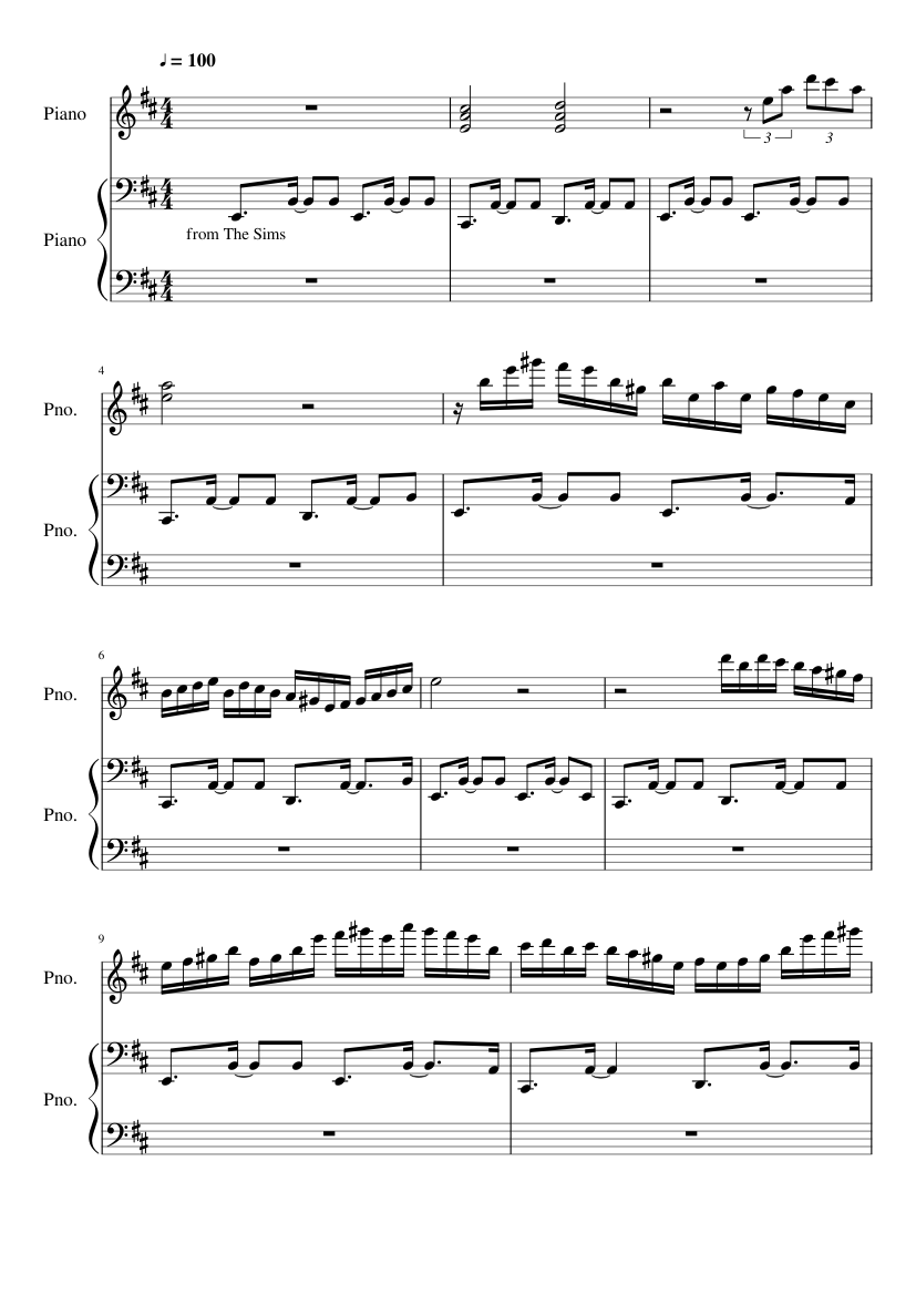 The Sims - New Beginnings (Build Mode: 1) Sheet music for Piano (Piano Duo)  | Musescore.com