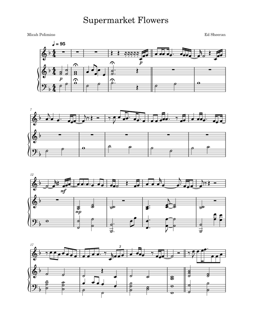 Supermarket Flowers Sheet music for Piano, Vocals (PianoVoice