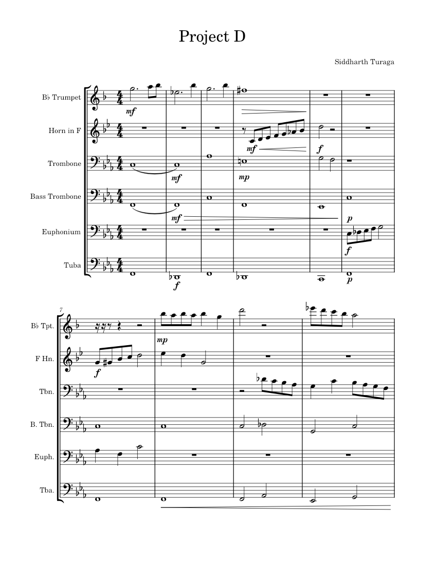 Project D Sheet music for Trombone, Euphonium, Tuba, Trombone bass ...