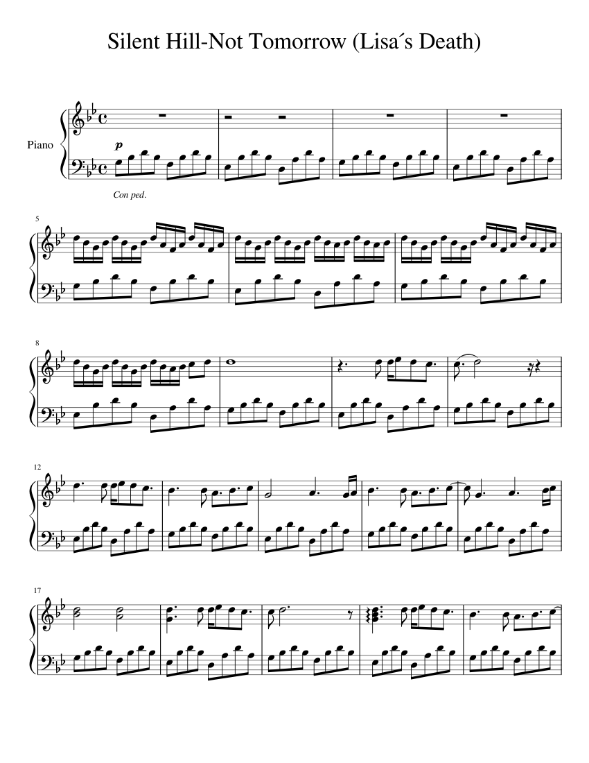 Silent Hill-Not Tomorrow (Lisa´s Death) Sheet music for Piano, Violin  (Solo) | Musescore.com