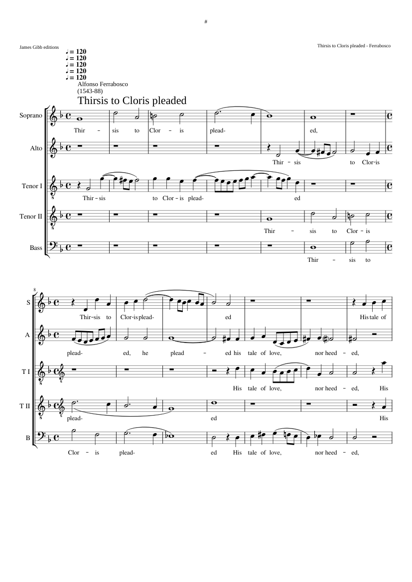 Thirsis to Cloris pleaded