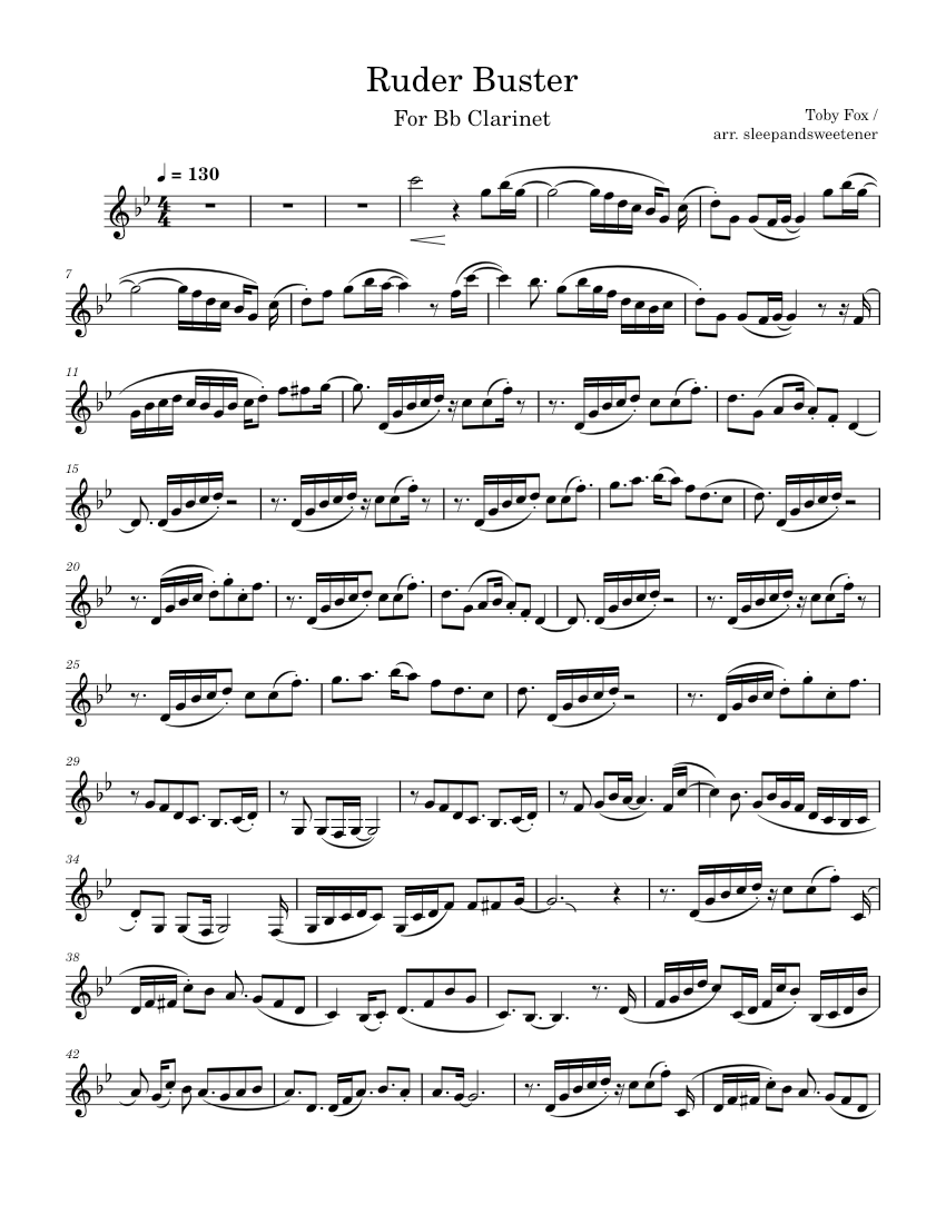 ルーダー・バスター – B♭クラリネット 楽譜 クラリネット（その他
