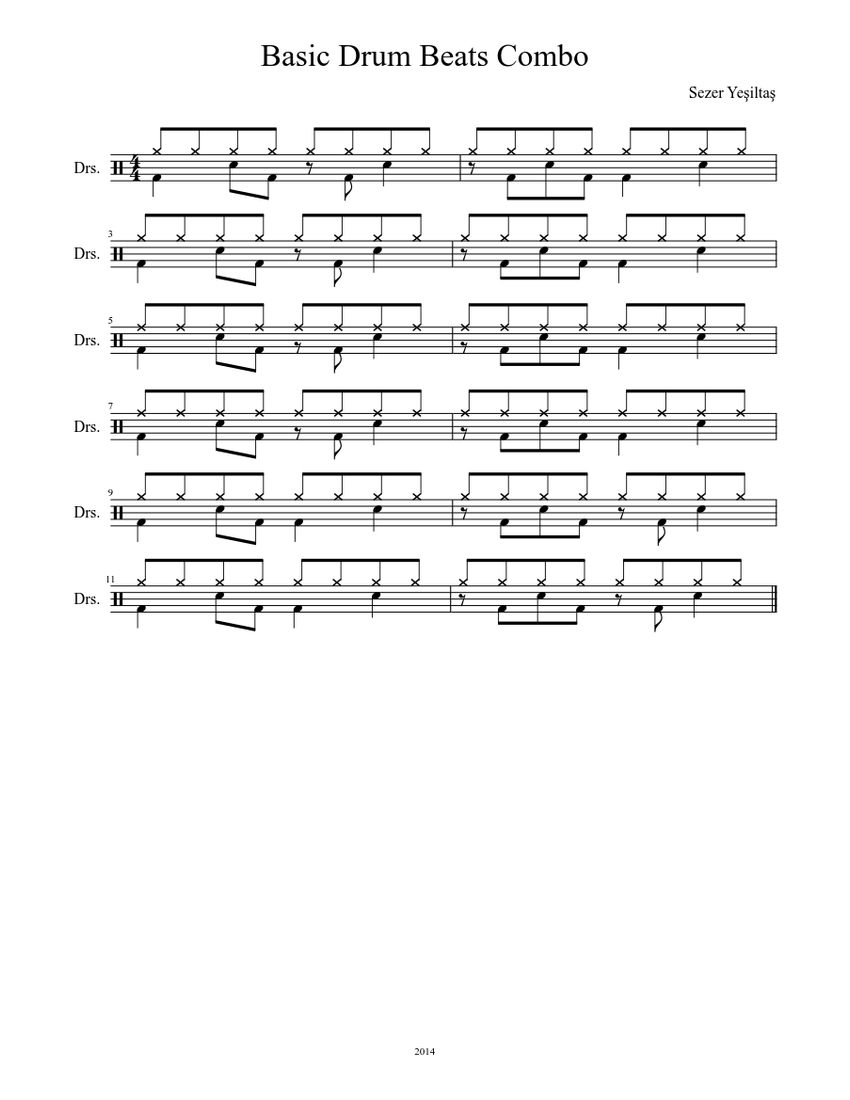 Basic Drum Beats Combo Sheet music for Drum Group (Solo) | Musescore.com