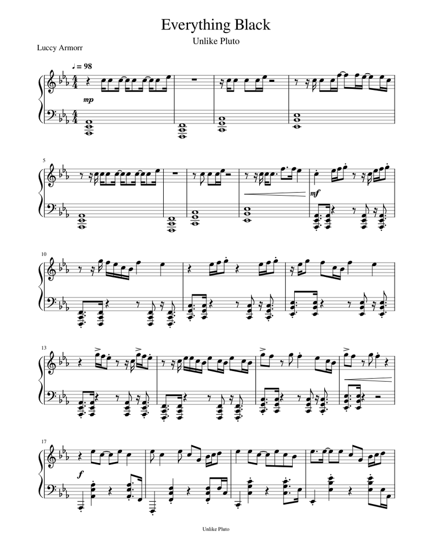 Everything Black Sheet music for Piano (Solo) | Musescore.com