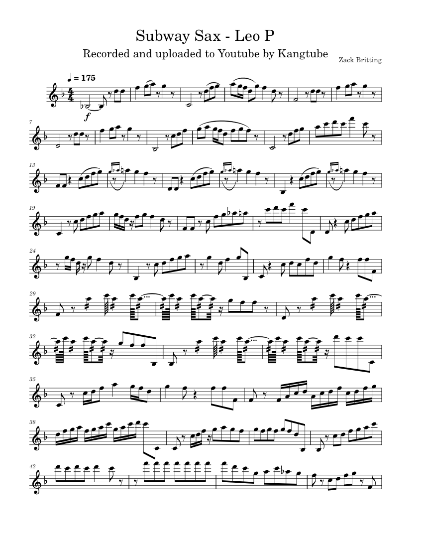 Subway Sax Leo P Sheet music for Saxophone baritone (Solo