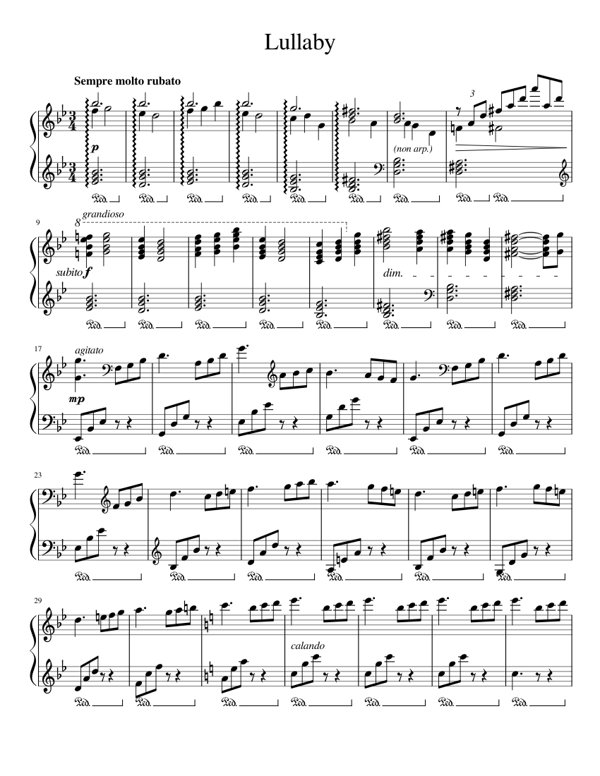 Lullaby (edit) Sheet music for Piano (Solo) | Musescore.com