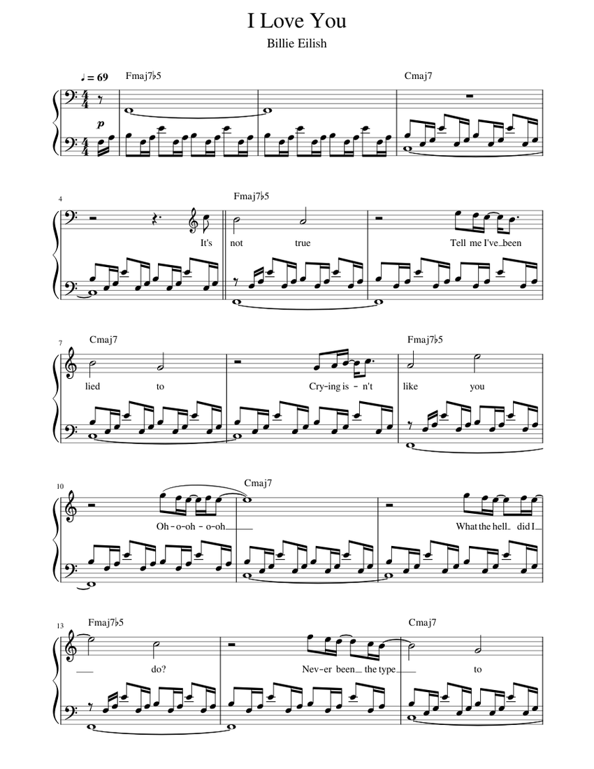 I Love You - Billie Eilish Sheet music for Piano (Solo) | Musescore.com