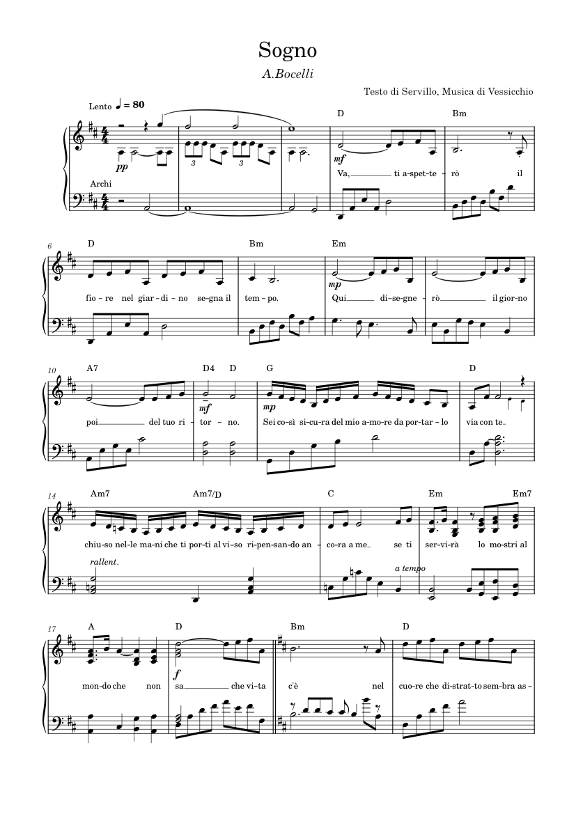 Sogno – Andrea Bocelli Sheet music for Piano (Solo) | Musescore.com