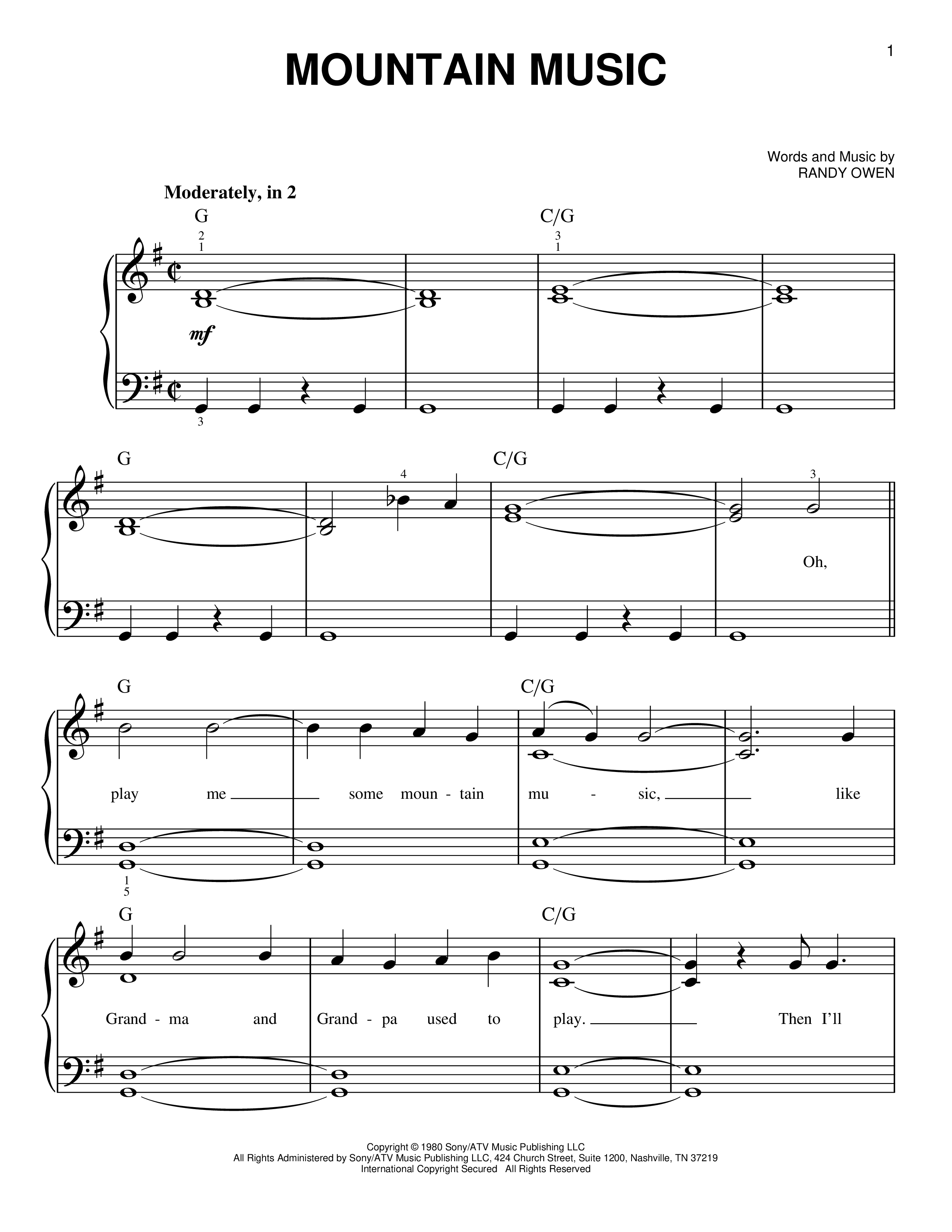 mountain music Sheet music for Piano by Alabama Official | MuseScore.com