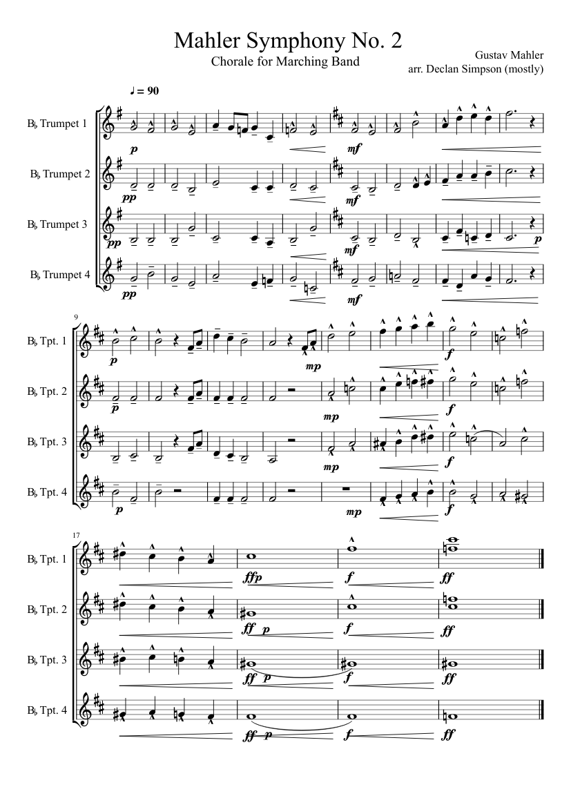HHS Trumpet Warm Up Chorale Sheet music for Cornet (Mixed Quartet ...