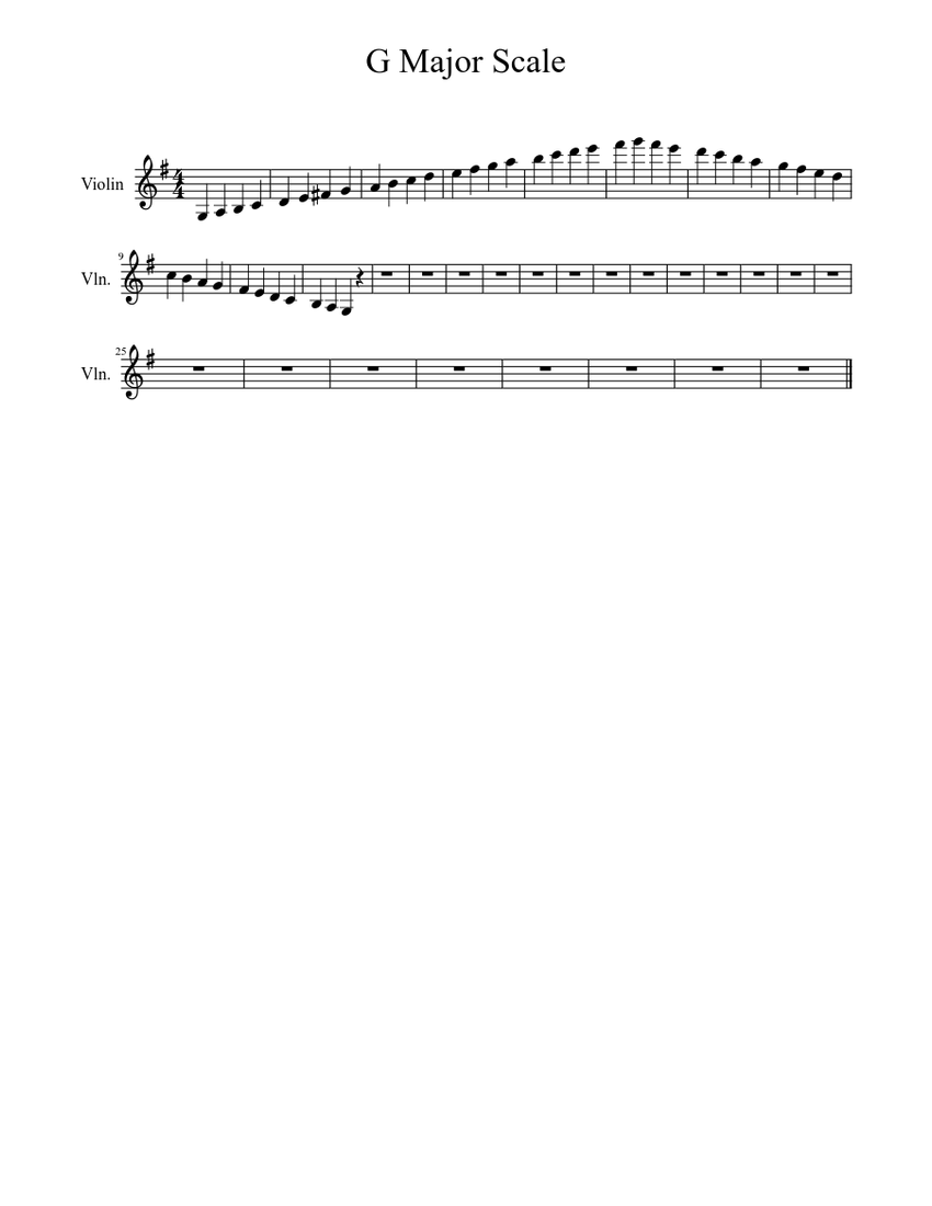 G Major Three Octave Scale Sheet music for Violin (Solo) | Musescore.com