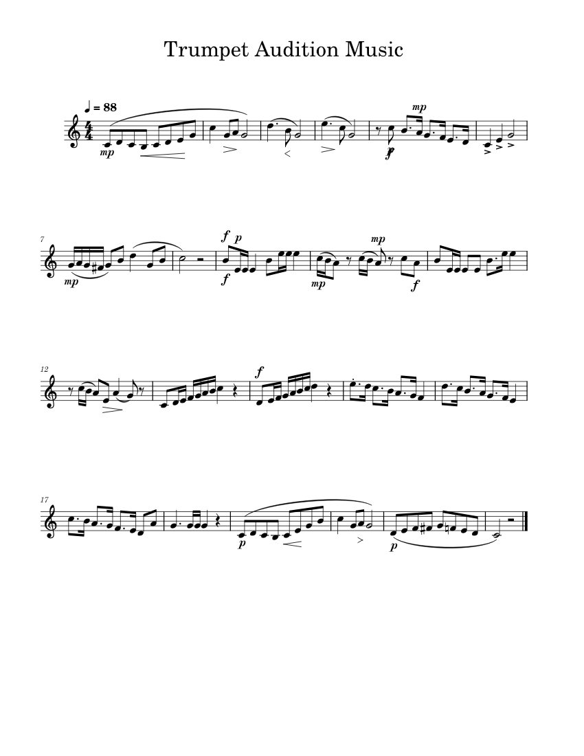 Trumpet_Audition_Music Sheet music for Trumpet in bflat (Solo