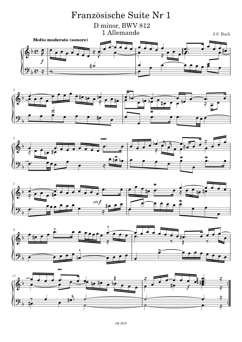 French Suite No.1 in D minor BWV 812