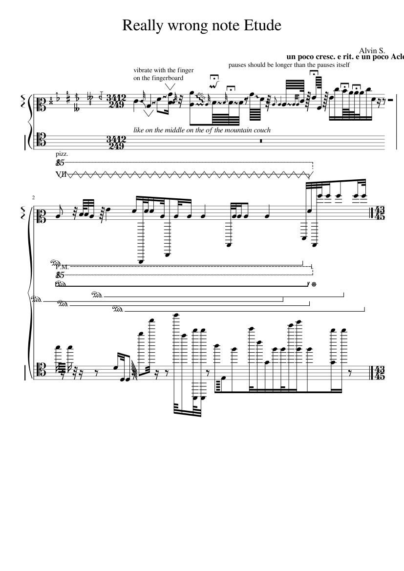 Really wrong note Etude - Somebody Sheet music for Piano (Solo ...