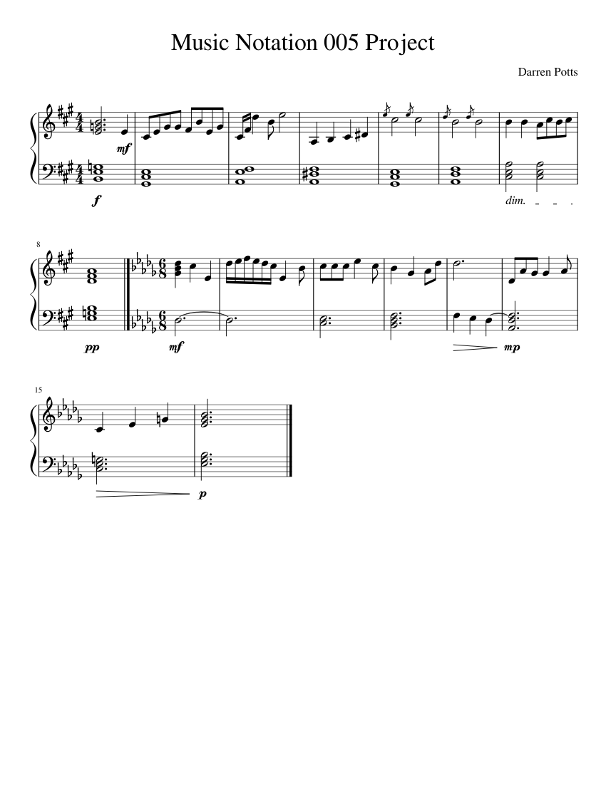 Music Notation 005 Project Sheet music for Piano (Solo) | Musescore.com