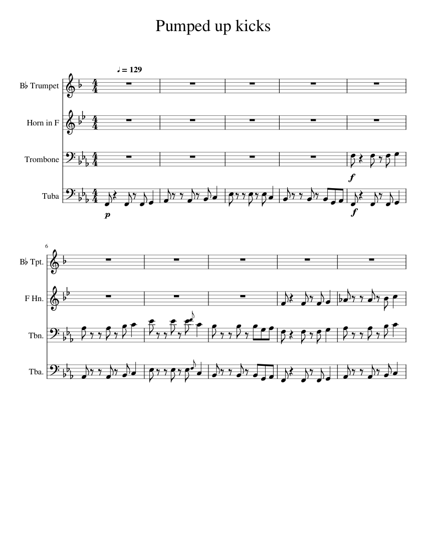 Pumped_up_kicks Sheet music for Trumpet (In B Flat), Trombone, French ...