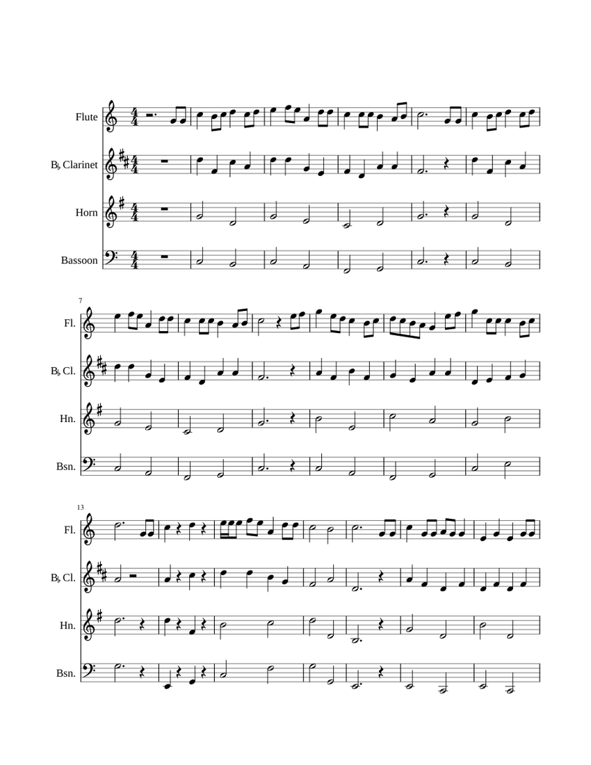My Grandfather's Clock Sheet music for Flute, Bassoon, French horn