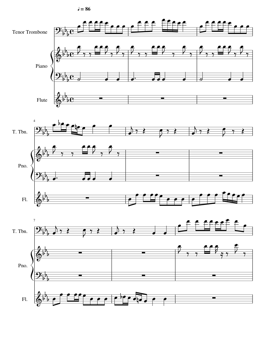 The White Knight Sheet music for Piano, Trombone tenor, Flute (Mixed ...