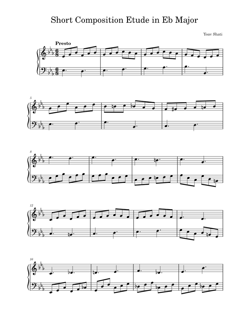 Short Composition Etude in Eb Major Sheet music for Piano (Solo) Easy ...