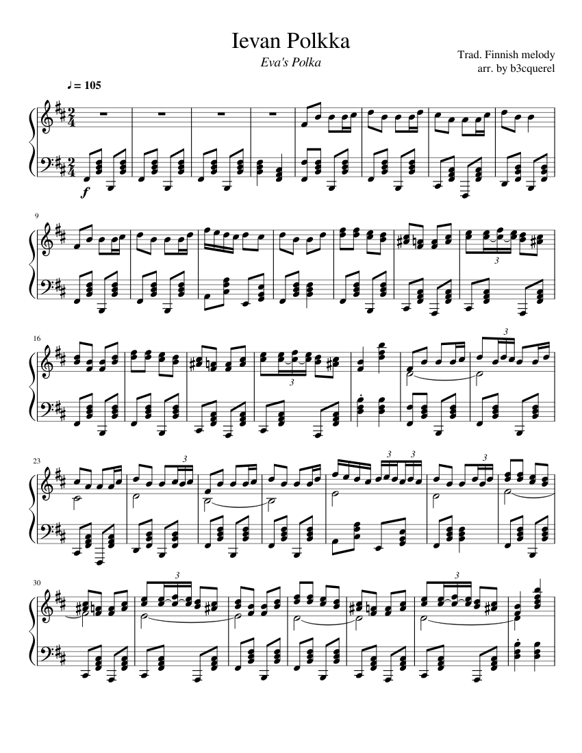 Ievan Polkka | Eva's Polka Sheet music for Piano (Solo) | Musescore.com
