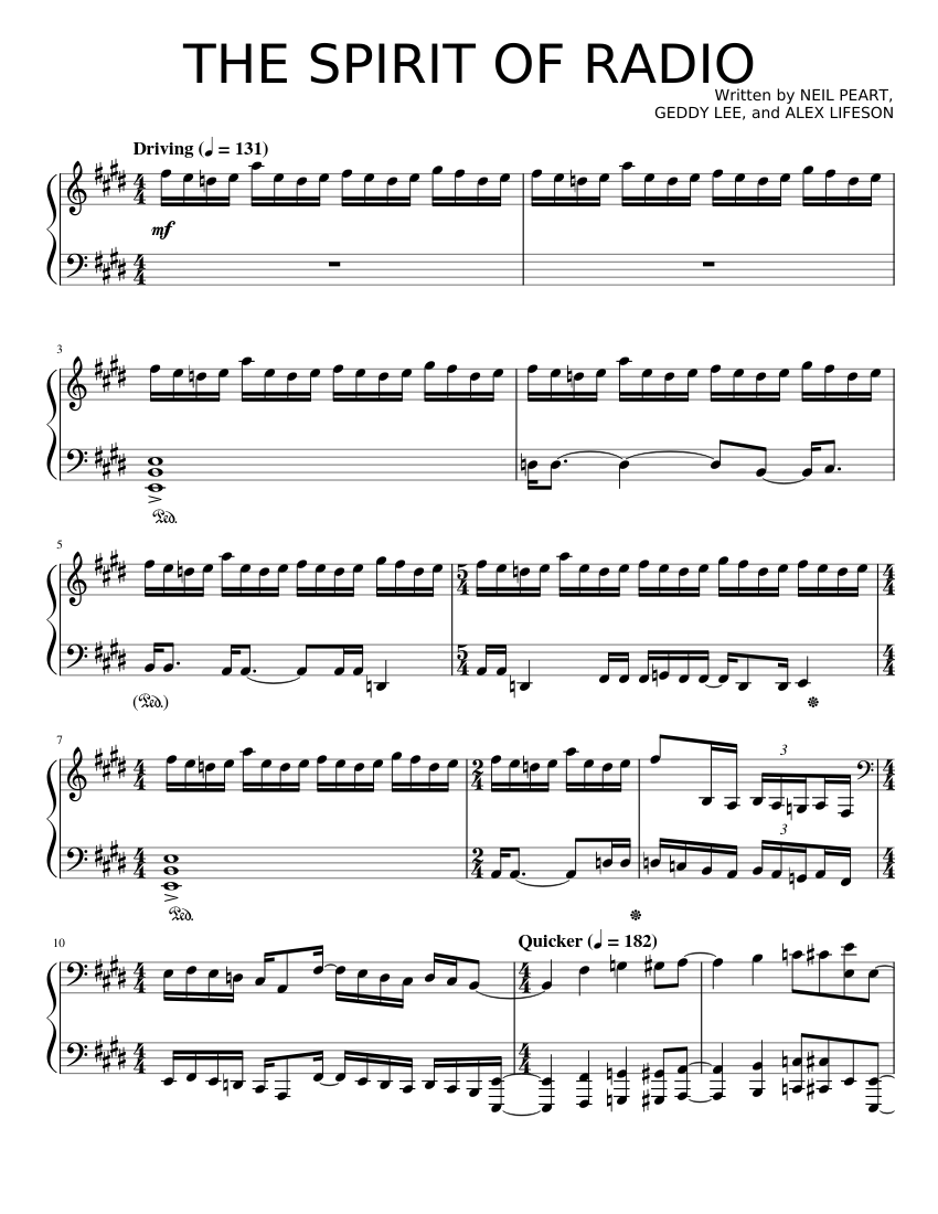 The Spirit Of Radio – Rush Sheet music for Piano (Solo) | Musescore.com