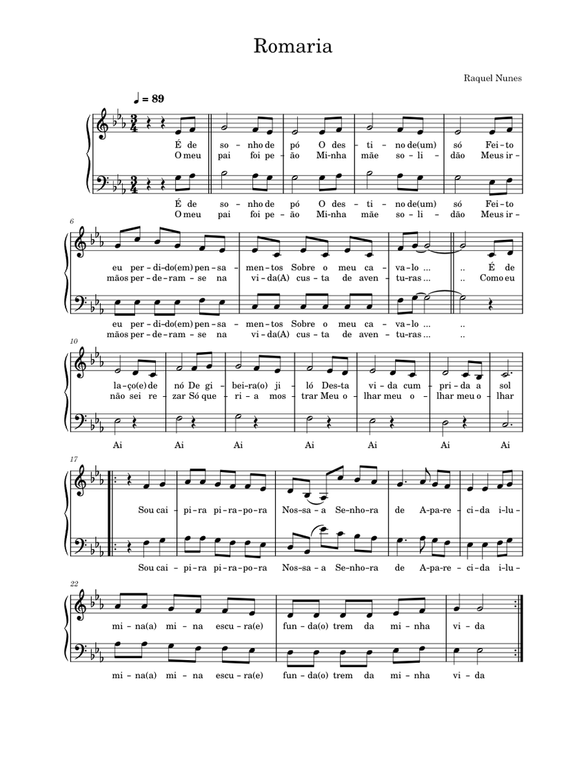 Romaria – Renato Teixeira Romaria Sheet Music For Piano (Choral ...