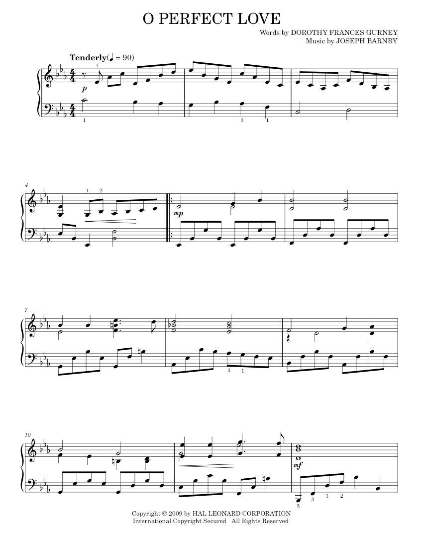 O perfect love Sheet music for Piano: Music Notes