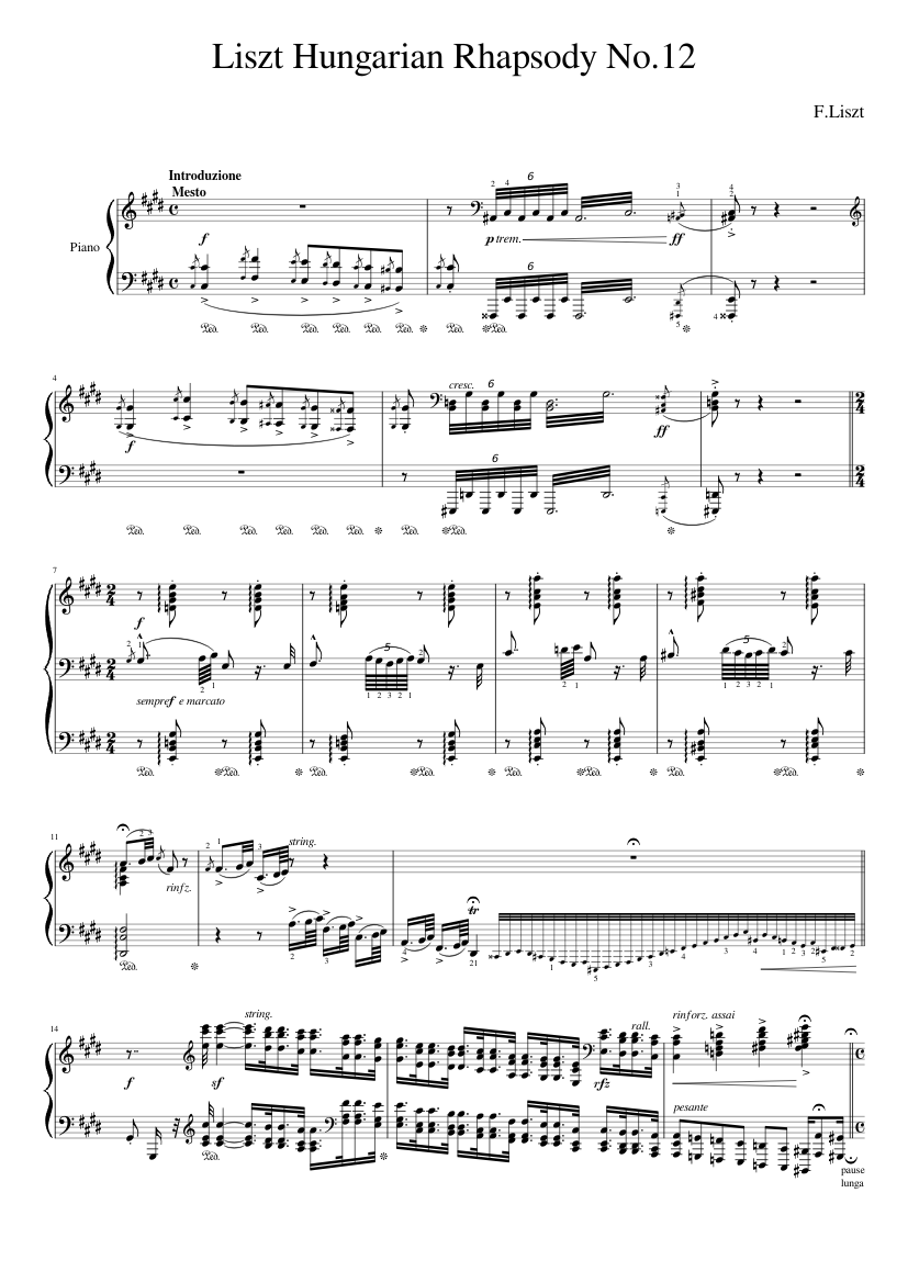 Liszt Hungarian Rhapsody No.12 Sheet music for Piano (Solo) | Musescore.com