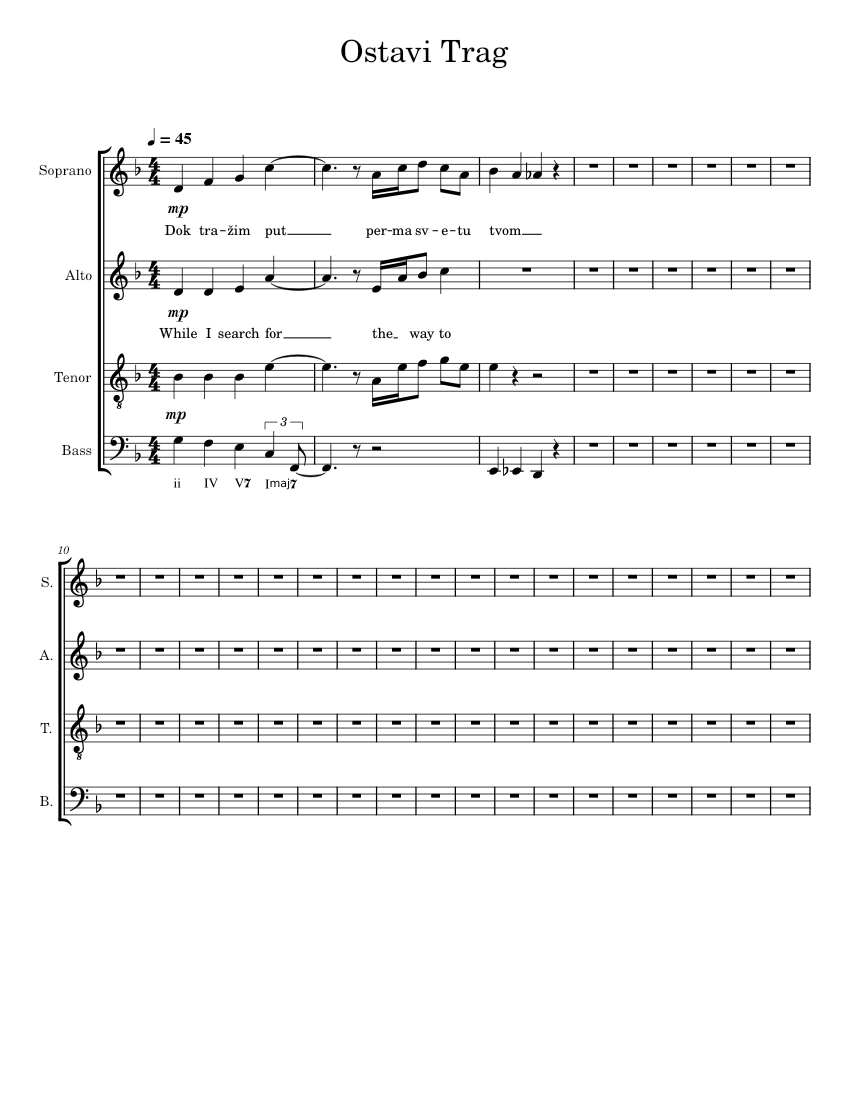 Ostavi Trag - September Sheet music for Soprano, Alto, Tenor, Bass