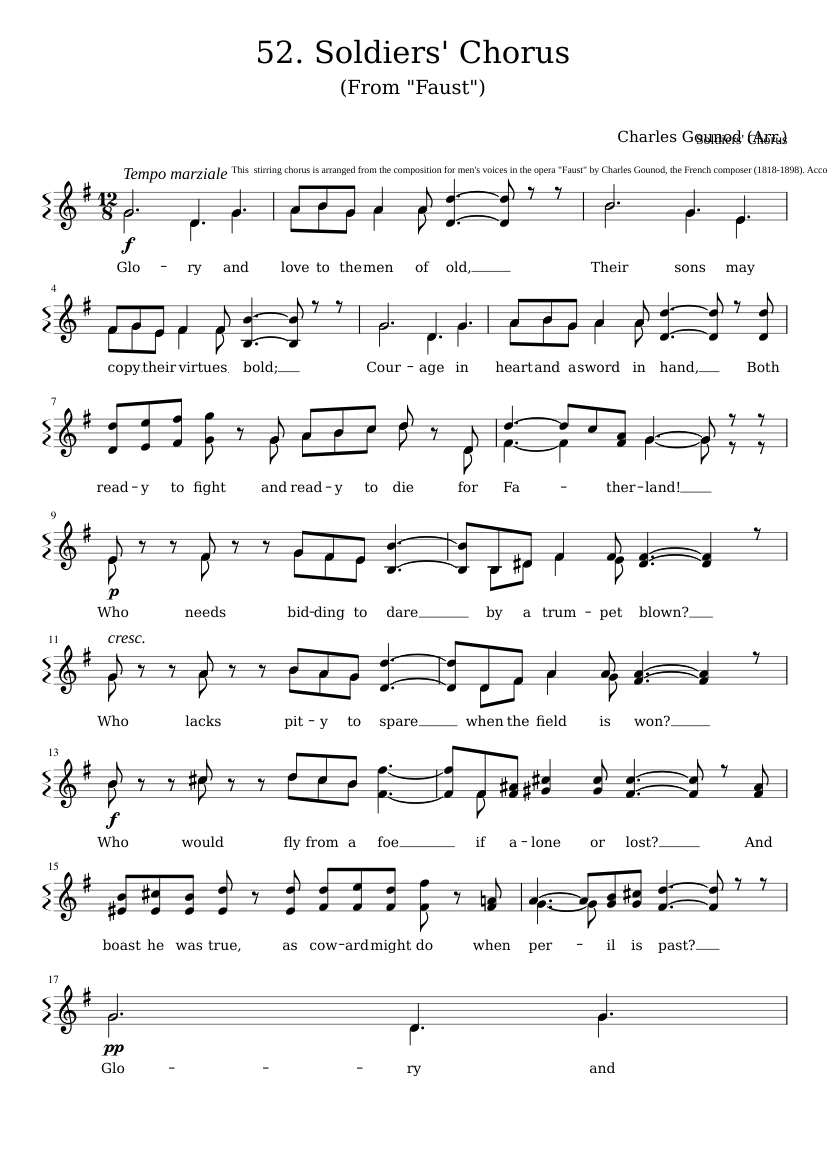 Choeur des soldats (Soldiers' Chorus): Gloire immortelle de nos aïeux