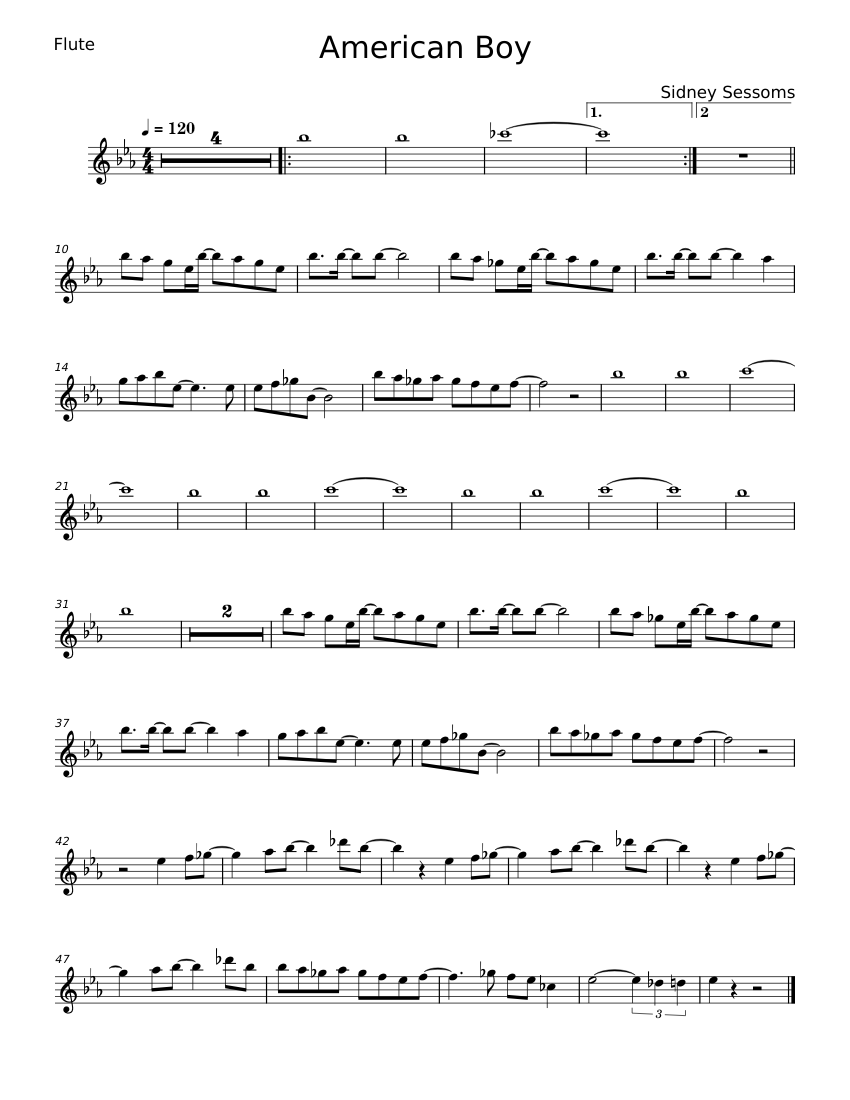 American boy - Estelle Sheet Music for Flute (Solo) | MuseScore.com