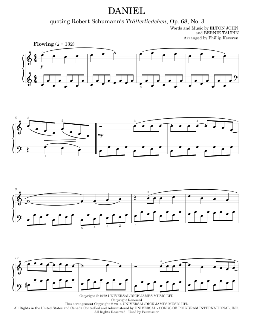 Daniel Tab Play Official version of Daniel Sheet Music by Elton John for Piano ...
