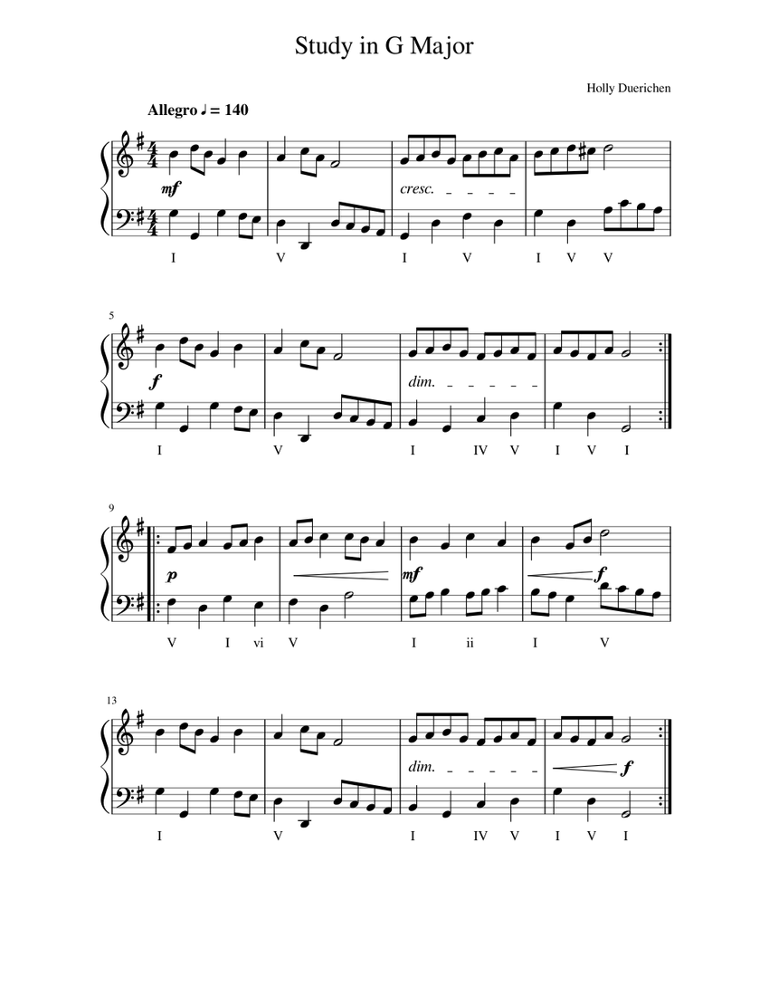 Study in G Major Sheet music for Piano (Solo) Easy | Musescore.com