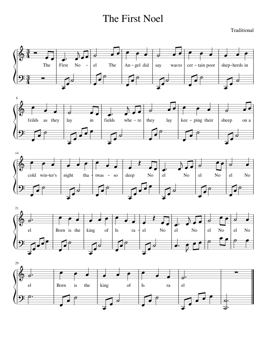 The First Noel Sheet music for Piano (Solo) | Musescore.com