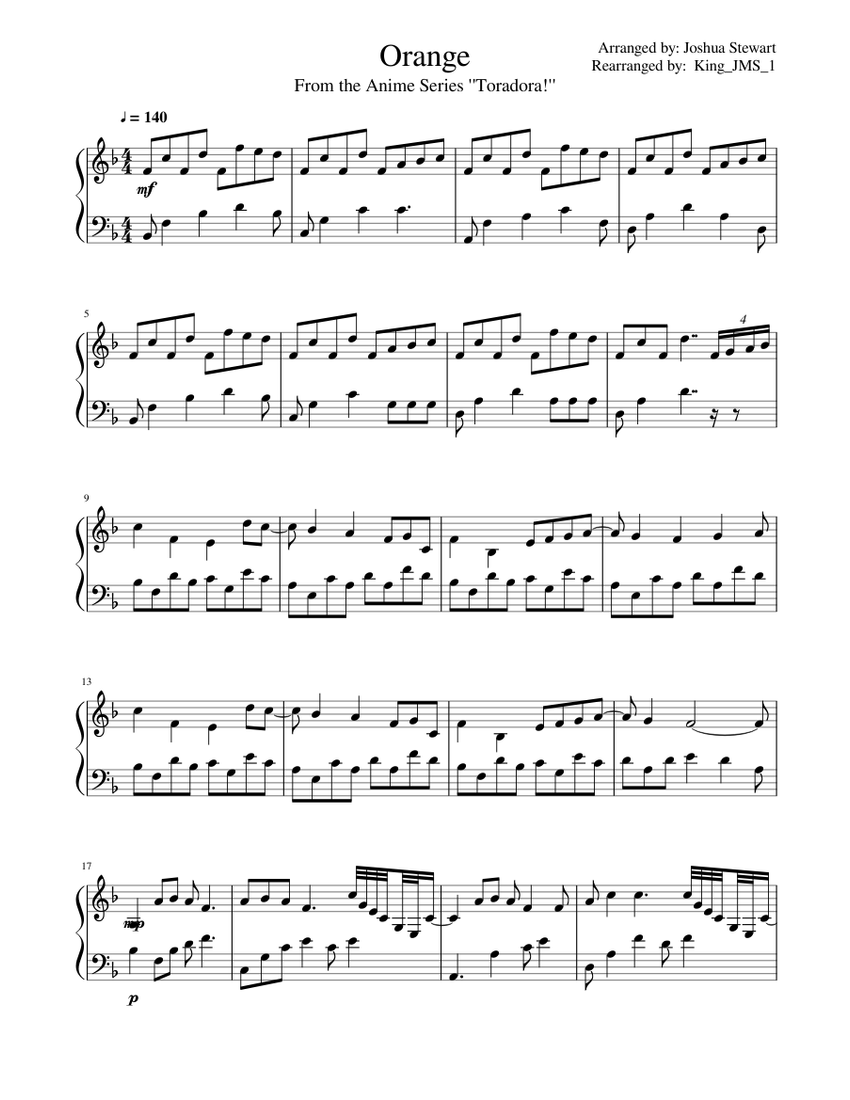 Orange Sheet music for Piano (Solo) | Download and print in PDF or MIDI