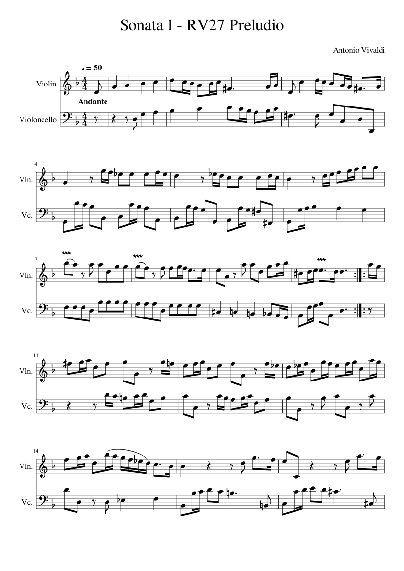 Sonata for Violin and bc op.1 n.1 RV27