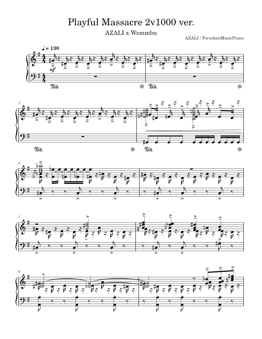 Playful Massacre 2v1000 ver. – AZALI Sheet Music for Piano (Solo