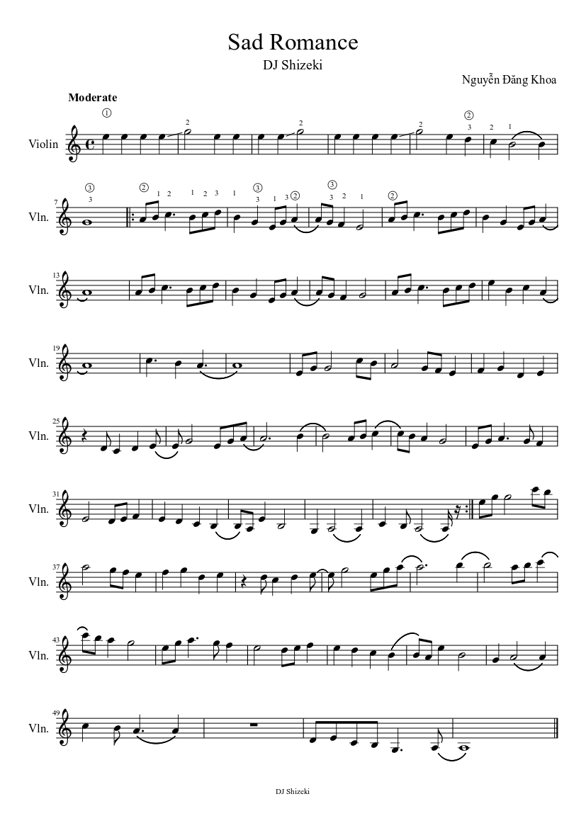 Sad Romance Sheet music for Violin (Solo) | Musescore.com