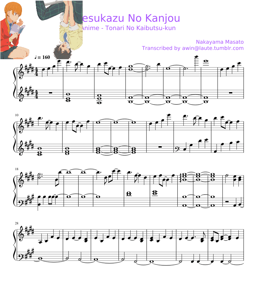 Tetsuka No Kanjou Sheet music for Piano (Solo) | Musescore.com