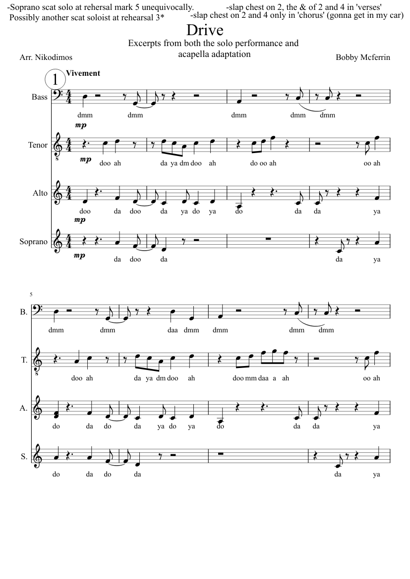 Drive by Bobby Mcferrin - piano tutorial