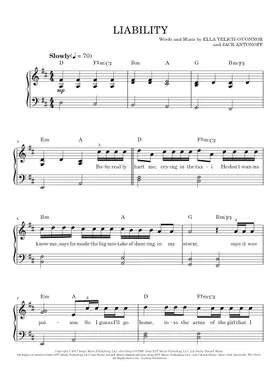 Free Liability by Lorde sheet music | Download PDF or print on Musescore.com