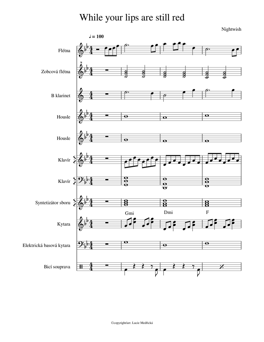 While your lips are still red - Nightwish Sheet music for Piano, Flute,  Clarinet in b-flat, Violin & more instruments (Mixed Ensemble) |  Musescore.com