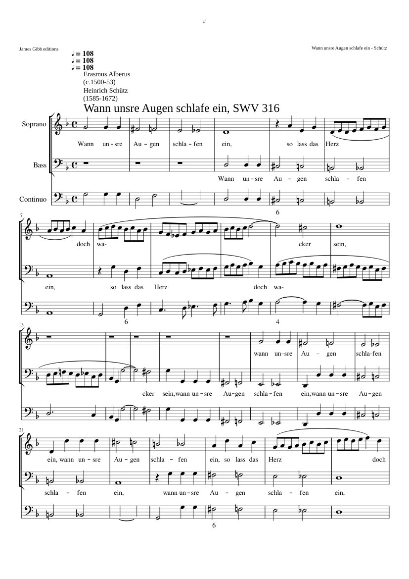 Wann unsre Augen schlafen ein SWV 316