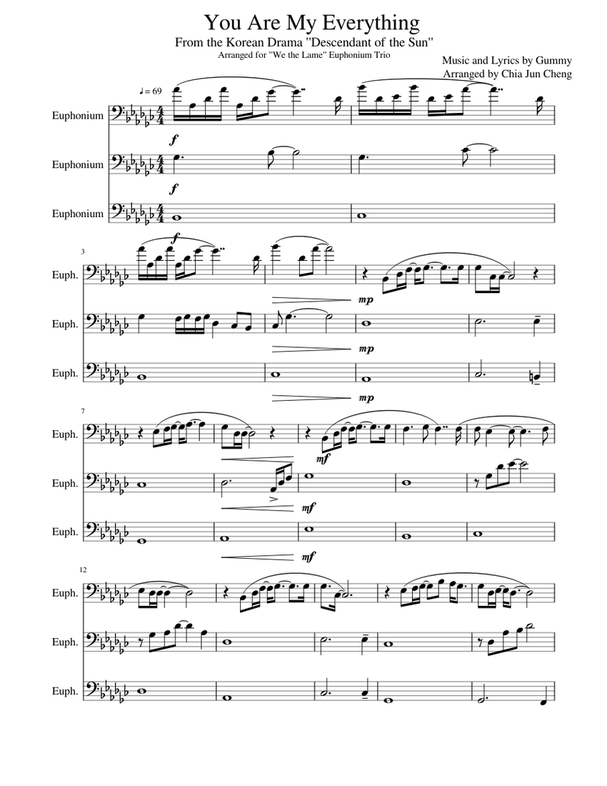 You Are My Everything Sheet Music For Euphonium Mixed Trio Musescore Com Here i am way to you i hope that someday you will realize that i can see forever in your eyes and i'm. euphonium mixed trio musescore